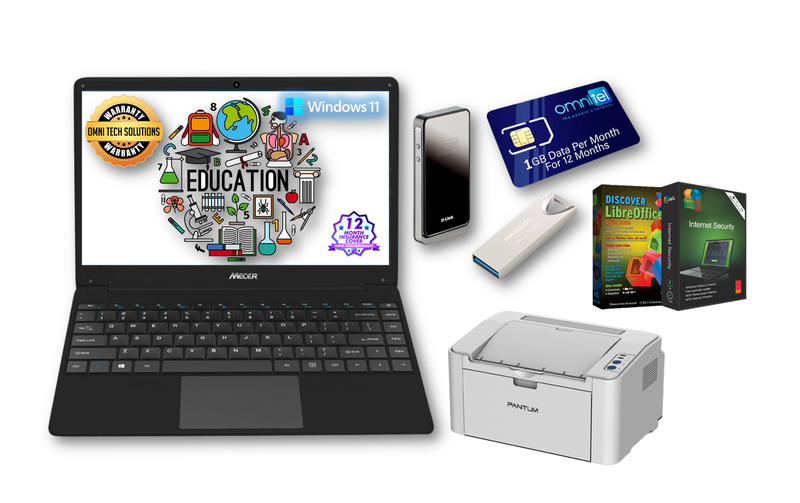 Mecer Intel Celeron 4GB-256GB SSD Laptop 14" Perfect student- Bundle