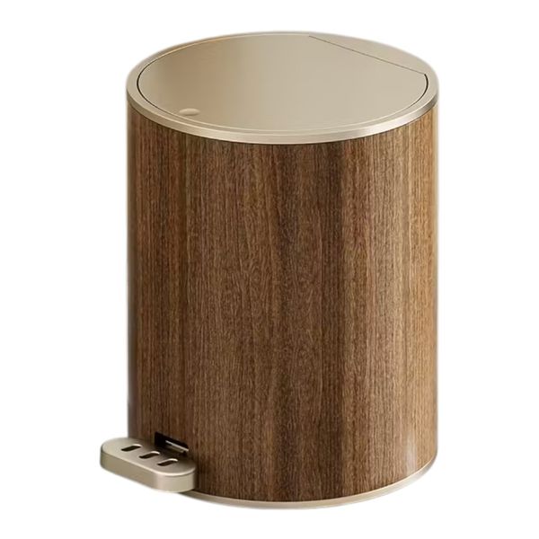 Luxury Large Capacity Trash Can With Foot Pedal - 9L - Brown/Rose Gold
