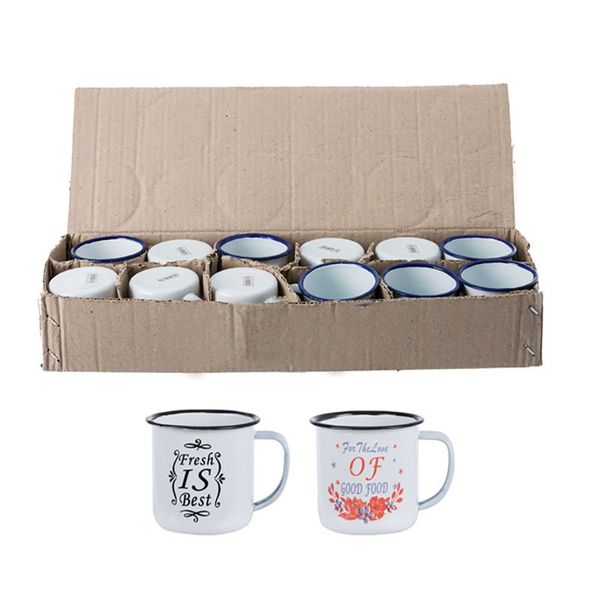 Bulk Pack x 12 Mug Enamel - 6cm Decorated