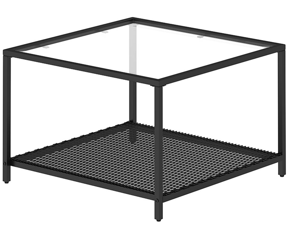 Anchor Large 70x45cm Glass & Metal Coffee Centre Table & Mesh Storage Shelf