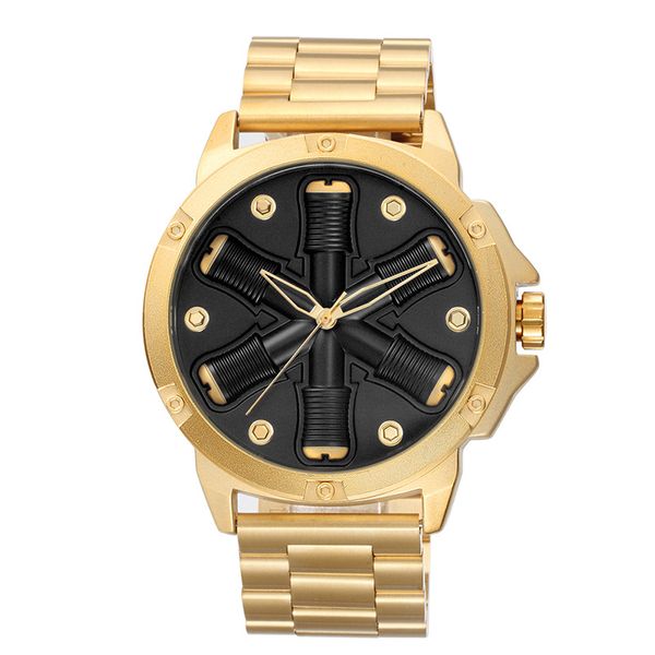 Time and Space New Men's Steel Belt Watch Unique Design Engine Waterproof Q