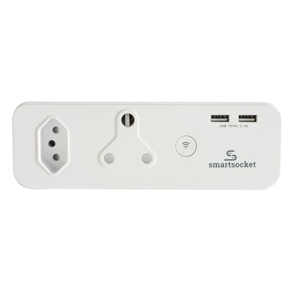 Smartsocket WiFi Power Plug Adapter with 2 USB Ports - White