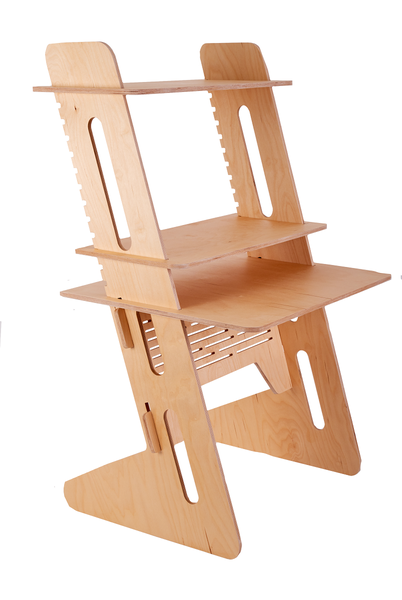 Canetime Home Office Sitting Standing Work Station Birch Ply