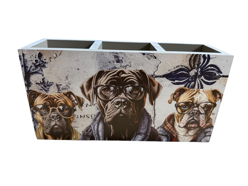 Cutlery/Stationary Holder - Wrinkled Face Dogs