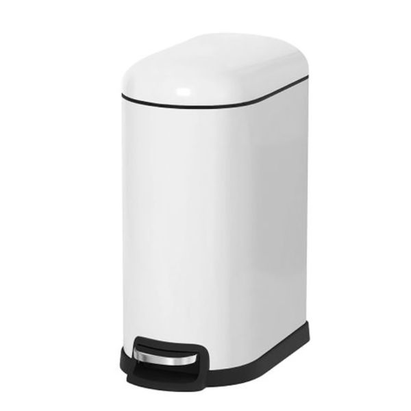 10L White Pedal Bin - Soft Close, Slim Design, Ideal for Bathroom &amp; Kitchen