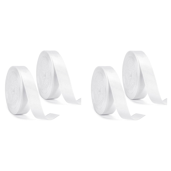 4Pcs White Ribbon 15Mmx22M For Crafting Gift Wrapping Balloons