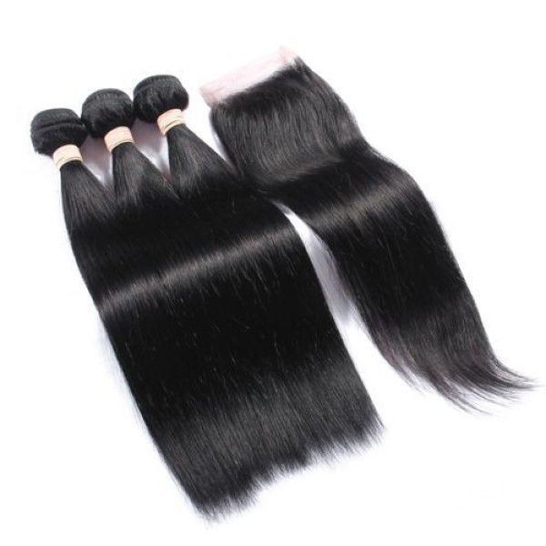 Brazilian Human Hair 3x Bundles + Lace Closure (Straight)
