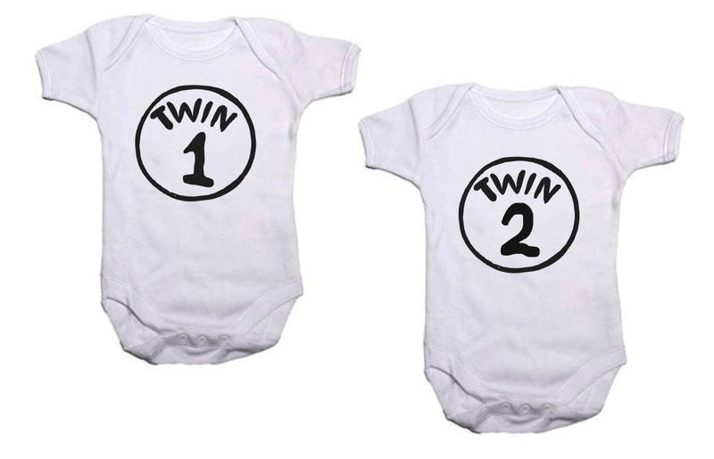 Qtees Africa - Twin 1 &amp; Twin 2 Twin Pack Baby Grows
