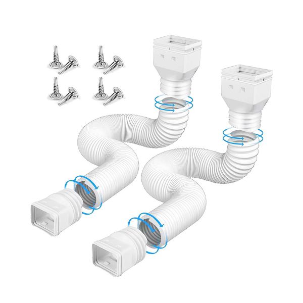 2Piece Rain Gutter Downspout Extensions Flexible Drain Downspout Extender