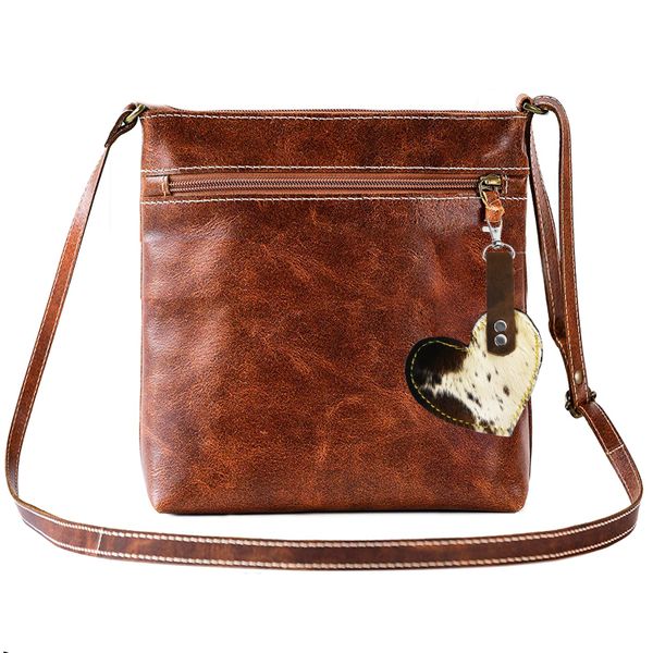 Genuine Leather Small Crossbody Bag with Nguni Keyholder