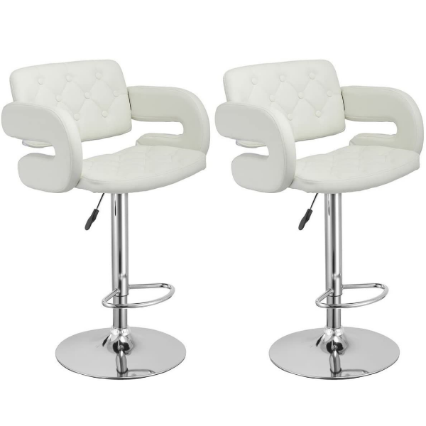 Bar / Kitchen Breakfast Stools - Set of 2 - White Colour