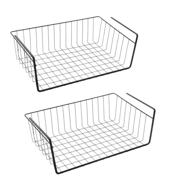 Set of 3 Under Shelf Storage Basket - 40x 24.5cm Stainless Steel