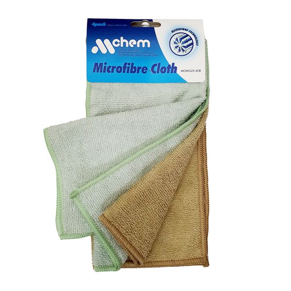 Microfibre Cloths 4-pack 25cm x 25cm - 2x Green &amp; 2x Brown