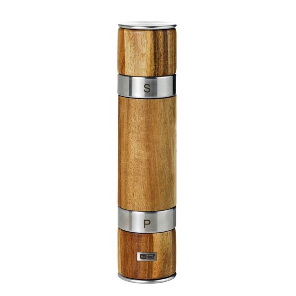 AdHoc Salt &amp; Pepper Grinder 2-in-1 Wood: 30-Yr Mechanism Warranty 5.5x21cm
