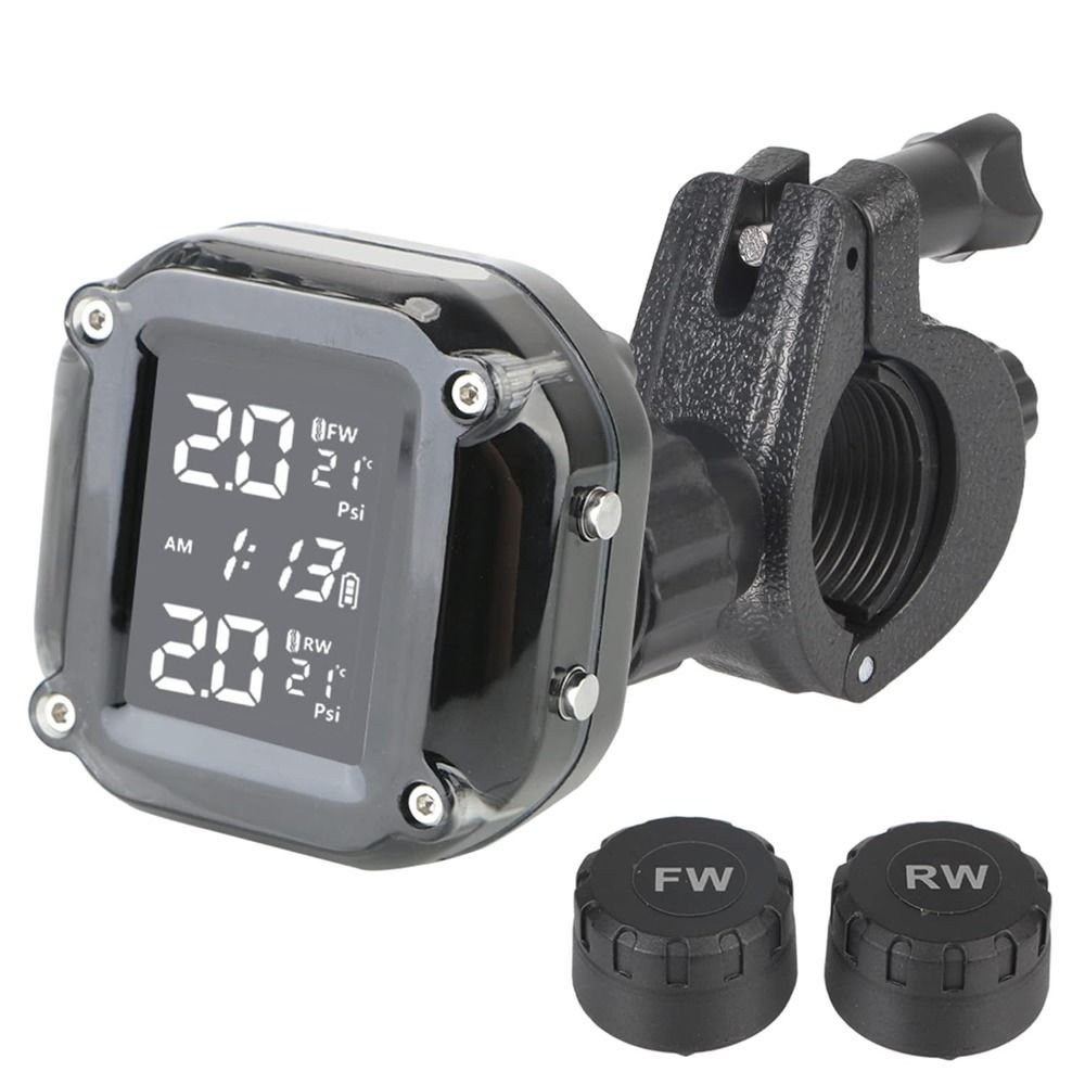 Motorcycle TPMS Tire Pressure Monitoring System with 2 External Sensors