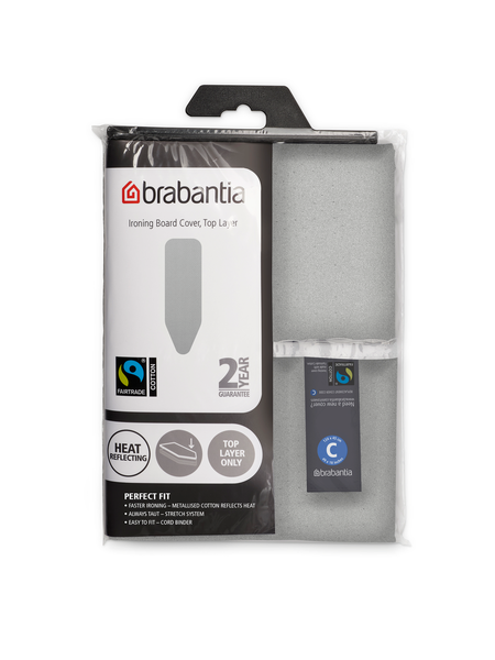 Brabantia - Ironing Board Cover C, 124x45 cm, 2mm Foam - Metallised