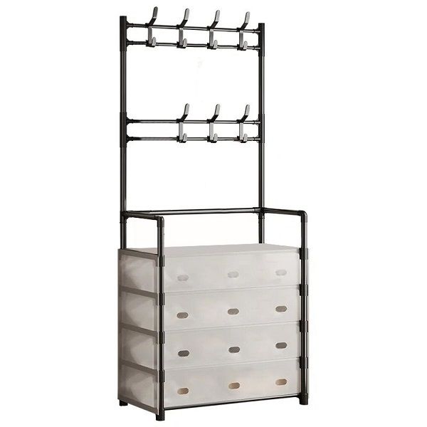 5-Tier Coat and Shoe Rack With Dust Cover Multi-Functional Storage