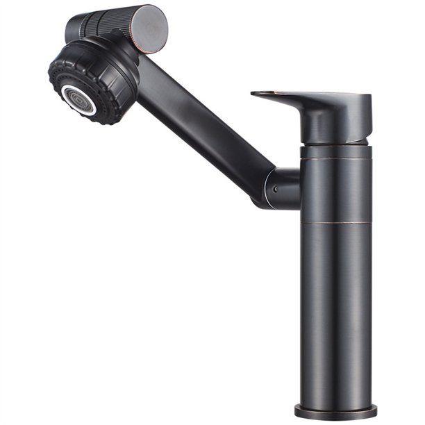 60 Rotating Single Hole Multifunctional Hot and Cold Water Faucet-Black