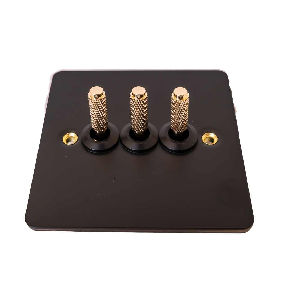 Modern Light Switch with Toggle Lever 3 Switch Black and Gold Shop