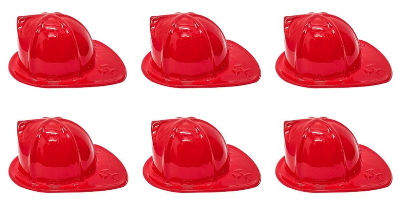 Plastic Dress Up Hats For Kids 6 Pack - Fireman Design - Umlozi
