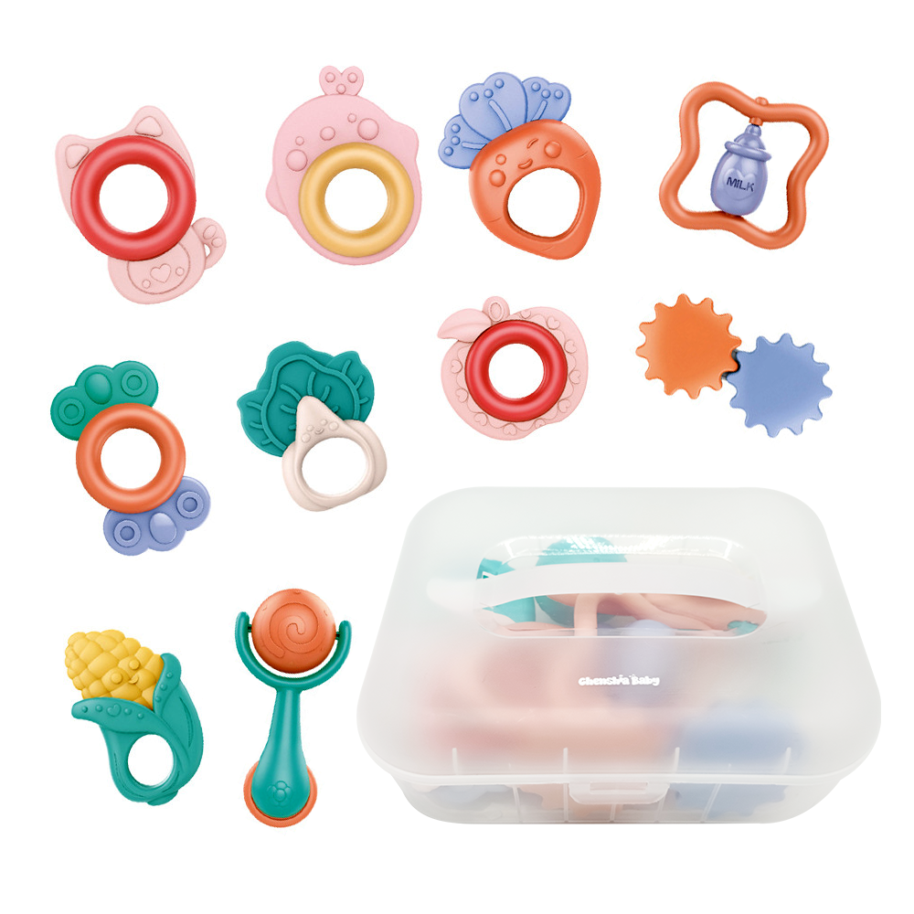 Chenshia Baby | 10 Piece Vibrant Rattle and Teether set | with Storage ...