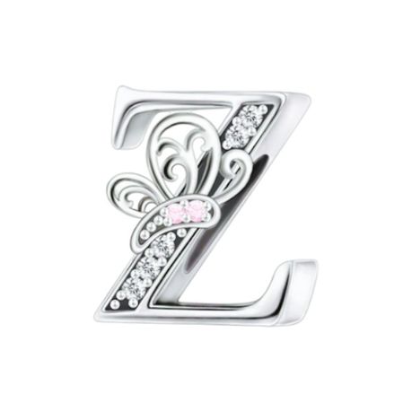 Initial 'Z' 925 Sterling Silver Charm With Cubic Zirconia Accents -Silver Image