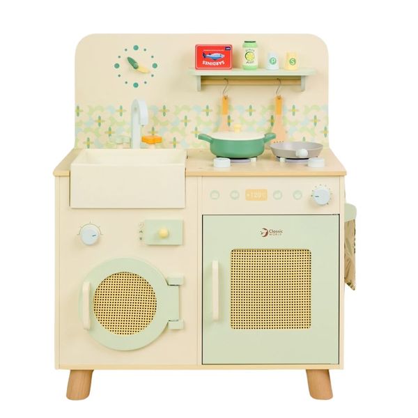 Classic World - Pretend &amp; Play - Wooden Natural Kitchen - 16pcs