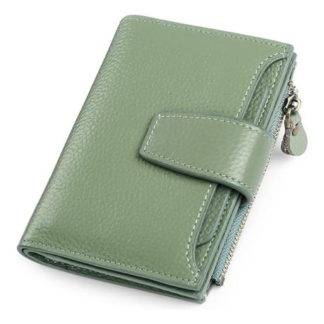 Women's RFID Blocking Leather Small Compact Bi-fold Zipper Pocket Wallet Image