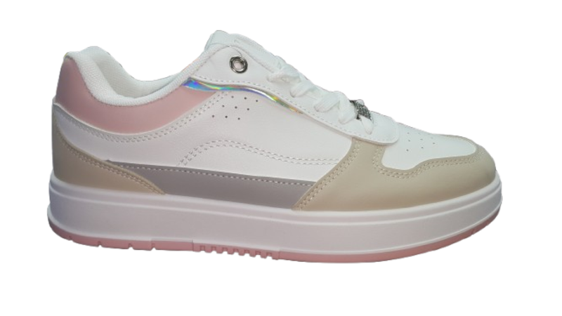 K Star 7 Women White/Beige/Pink PU Casual