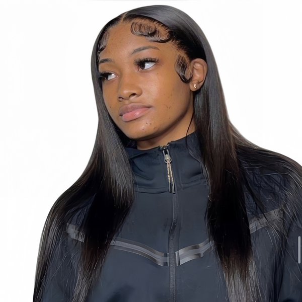 Luvée 20-inch Straight Wig Full Frontal Human Hair Transparent Lace