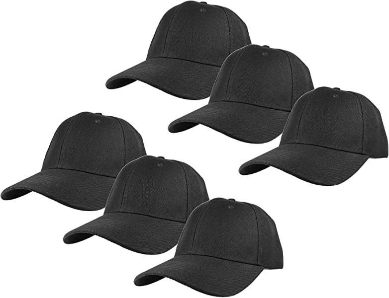 Jack All-Black Classic 6 Panel Cap - 6 Pack - [Black]