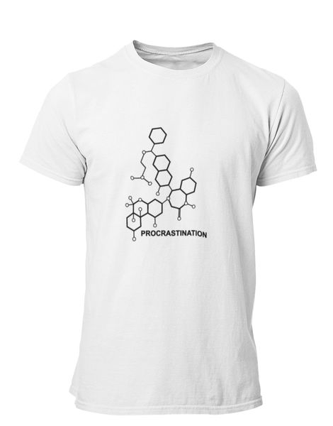 PepperSt Mens White T-Shirt - Procrastination Chemical Formula