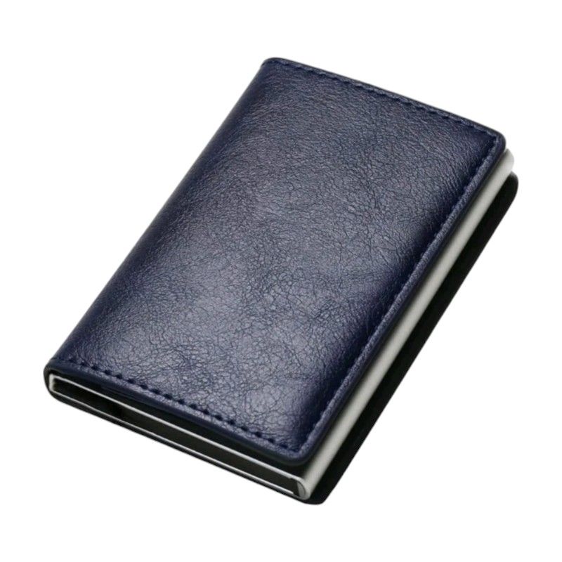 Leather & Metal RFID Blocking Card Holder Wallet for Men