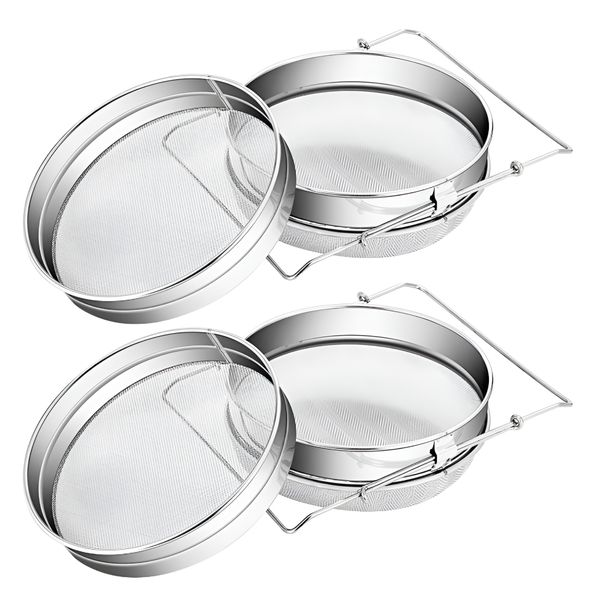 2 Piece Stainless Steel Dual Mesh Filters Honey Strainer - Silver