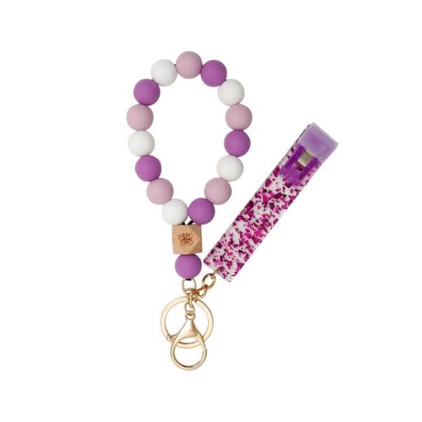 Keychain Silicone Bead Bracelet Accessory Lanyard Purple