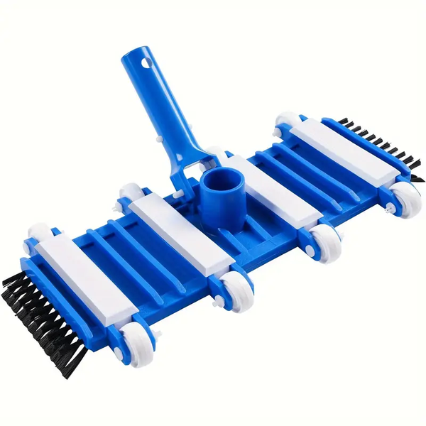 8-Wheel Flexible Pool Vacuum Head with Side Brushes - 39cm Blue Cleaner