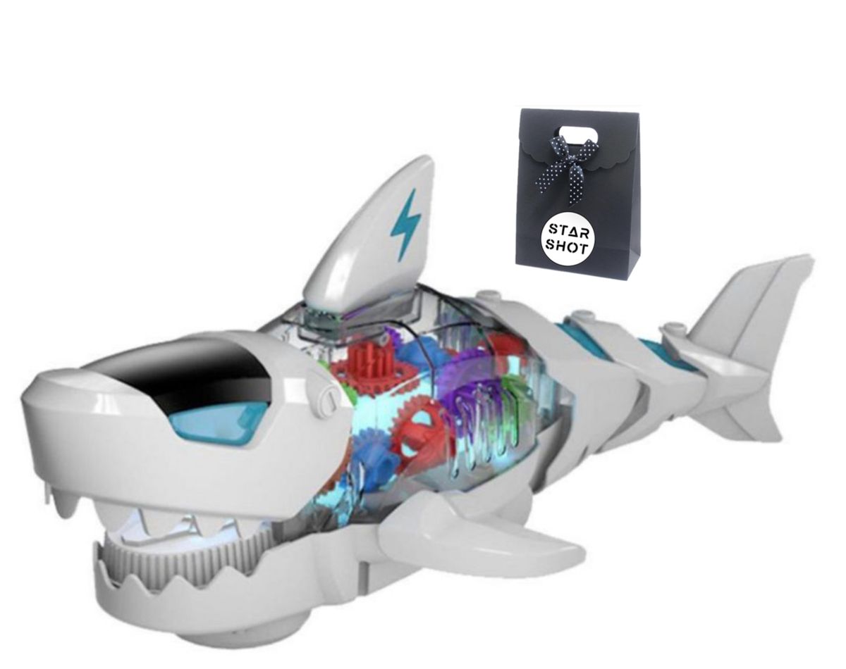 Transparent Gear Robot Shark Car Vehicle Toy for Kids & Star Shot Bag ...