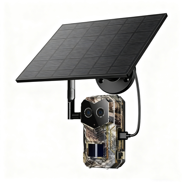 4G Solar Camera with Dual-lens, Triple PIR, Smart Wildlife Detection HUAOI