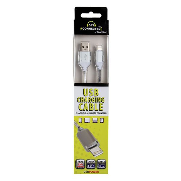 Bulk Pack x 2 Usb Cable Lightning 1.0 Amp Aluminum 1m