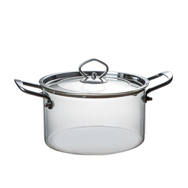 Transparent Glass Stainless Steel 1 Pot 2.5L