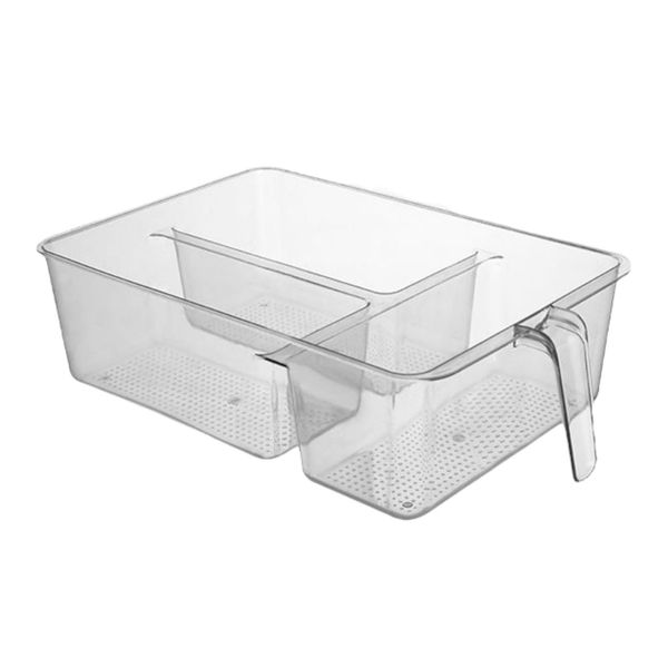 3 Grids Fridge Storage Large Container Pantry Organizer with Handle 31.5CM