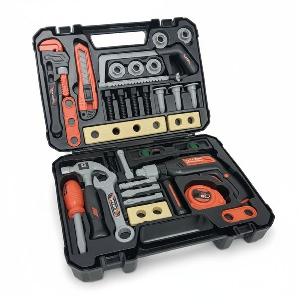 Junior Builder Pro 32-Piece Toy Tool Set with Handy Toolbox