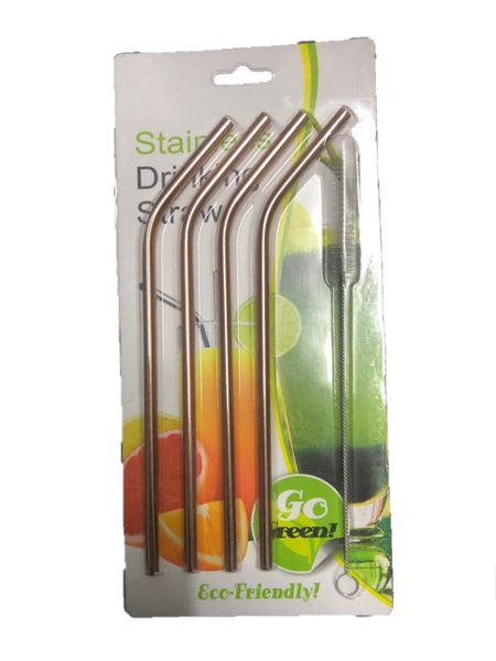 Reusable stainless steel straws - 4 pack with brush