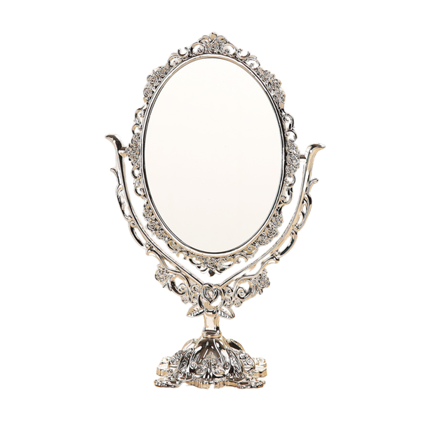 Renaissance-Inspired Double-Sided Table Mirror with Silver Finish