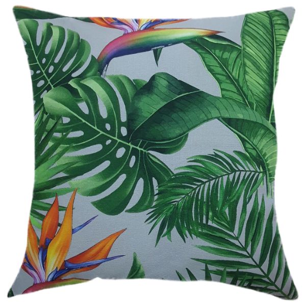 scatter cushion/pillow Tropical leaves with Strelitzia (inner included)