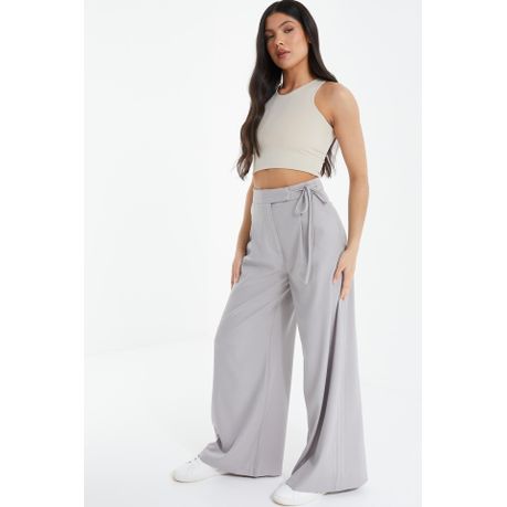 Quiz Ladies Grey High Waisted Wide Leg Trousers Shop Today. Get it Tomorrow takealot