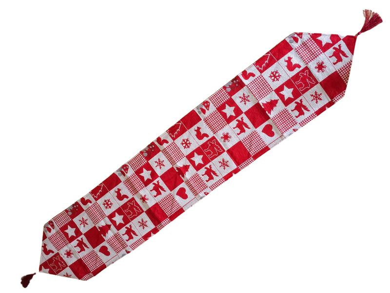 Table Runner 175cm by 33cm - Heart - Snow - Star pattern