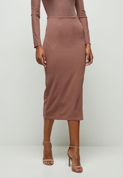 Women's MILLA Panneled Detail Pencil Skirt - Cognac