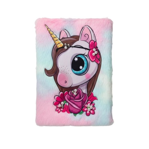 Plush Cute Pearl Unicorn Kids Notebook Journal For Girls