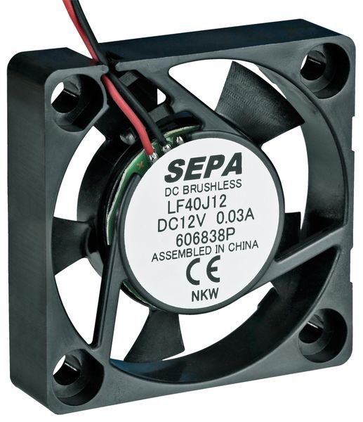 Sepa (LF40J12SE22) DC Axial Fan, 12 V, Square, 40 mm, 10 mm, Sleeve Bearing